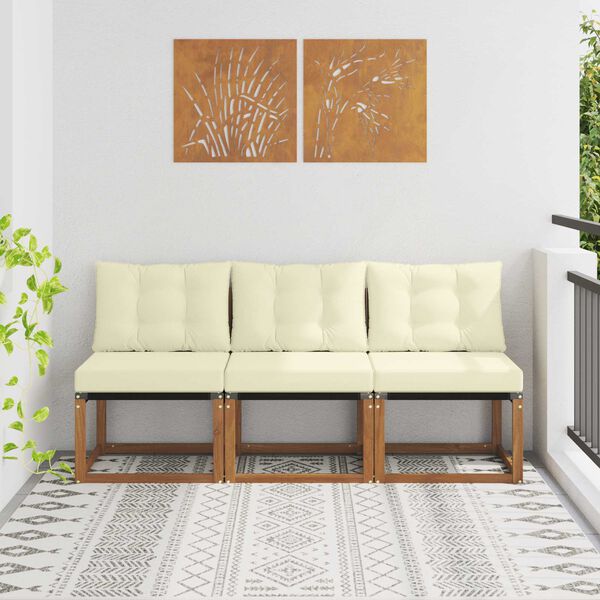 vidaXL 3 Darab K&uuml;lt&eacute;ri K&ouml;z&eacute;pső kanap&eacute; T&ouml;m&ouml;r ak&aacute;cfa &eacute;s Textilene sz&ouml;vet