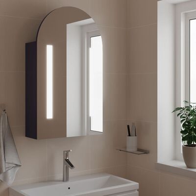 vidaXL szürke ívelt tükrös fürdőszobaszekrény LED-del 42 x 13 x 70 cm
