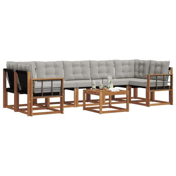 vidaXL K&uuml;lt&eacute;ri kanap&eacute; szett 8 pcs Term&eacute;szetes &eacute;s Vil&aacute;gossz&uuml;rke