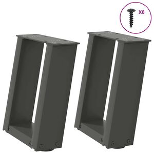 vidaXL 2 db antracitsz&uuml;rke, U alak&uacute; ac&eacute;l doh&aacute;nyz&oacute;asztal l&aacute;b 30x(30-31) cm