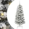 vidaXL Műanyag Hajtogat&oacute;s Kar&aacute;csonyfa 150 LED Z&ouml;ld &eacute;s Feh&eacute;r 150 cm