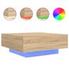 vidaXL sonoma t&ouml;lgy sz&iacute;nű doh&aacute;nyz&oacute;asztal LED-l&aacute;mp&aacute;kkal 80 x 80 x 31 cm