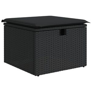 vidaXL fekete polyrattan kerti sz&eacute;k p&aacute;rn&aacute;val 55 x 55 x 37 cm
