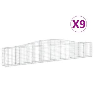vidaXL 9 db &iacute;ves horganyzott vas gabion kos&aacute;r 400x30x60/80 cm