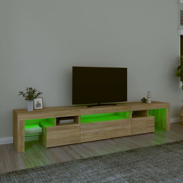 vidaXL sonoma t&ouml;lgy sz&iacute;nű TV-szekr&eacute;ny LED-l&aacute;mp&aacute;kkal 215x36,5x40 cm