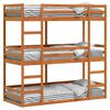 vidaXL viaszbarna t&ouml;m&ouml;r fenyőfa h&aacute;romszintes &aacute;gy 75 x 190 cm
