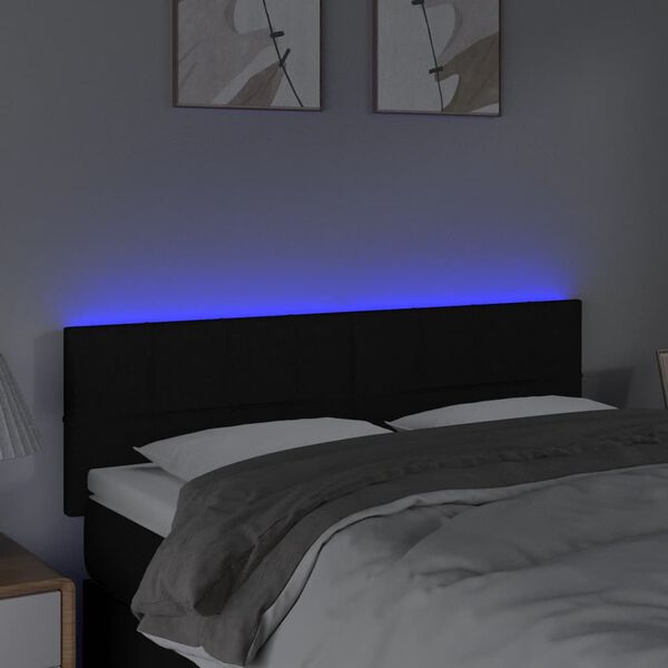 vidaXL fekete sz&ouml;vet LED-es fejt&aacute;mla 144x5x78/88 cm