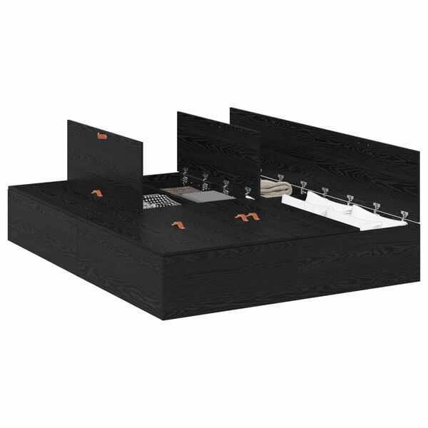 vidaXL &Aacute;gykeret t&aacute;rol&oacute;val t&aacute;rol&oacute;val Fekete t&ouml;lgy 160 x 200 cm Faanyag