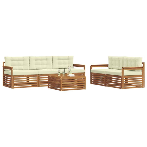 vidaXL K&uuml;lt&eacute;ri kanap&eacute; szett p&aacute;rn&aacute;val 6 pcs Term&eacute;szetes &eacute;s kr&eacute;msz&iacute;nű