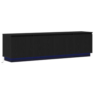 vidaXL TV szekr&eacute;ny 180 x 38 x 49 cm Fekete t&ouml;lgy Szerelt Fa