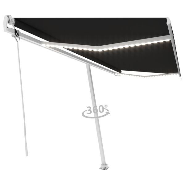 vidaXL antracitsz&uuml;rke sz&eacute;l&eacute;rz&eacute;kelős &eacute;s LED-es napellenző 500x350 cm