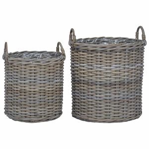 vidaXL Vir&aacute;gkos&aacute;r t&aacute;rol&oacute;val 2 pcs Sz&uuml;rke Lacak rattan