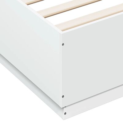 vidaXL fehér szerelt fa ágykeret LED-világítással 150 x 200 cm