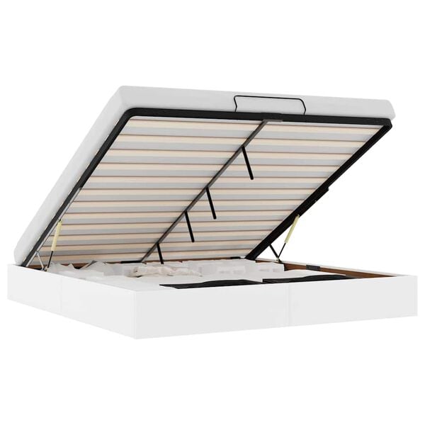 vidaXL Ottomán ágykeret matrac nélkül fehér 160x200 cm műbőr