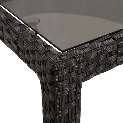 vidaXL fekete polyrattan és edzett üveg kerti asztal 150 x 90 x 75 cm