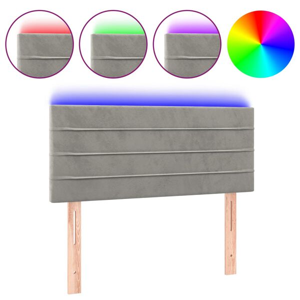vidaXL világosszürke bársony LED-es fejtámla 90x5x78/88 cm