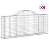 vidaXL 9 db &iacute;ves horganyzott vas gabion kos&aacute;r 200x30x80/100 cm