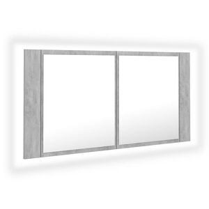 vidaXL betonsz&uuml;rke akril LED-es t&uuml;kr&ouml;s f&uuml;rdőszobaszekr&eacute;ny 90x12x45 cm