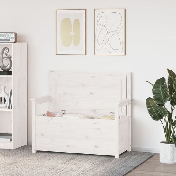 vidaXL fehér tömör fenyőfa pad 112,5 x 51,5 x 96,5 cm