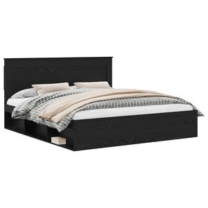 vidaXL &Aacute;gykeret fejt&aacute;ml&aacute;val Fekete 200 x 200 cm T&ouml;m&ouml;r fenyőfa