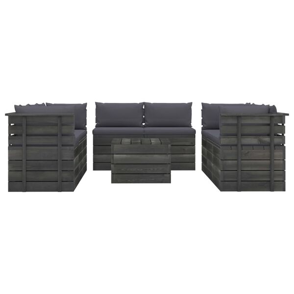 vidaXL 9 r&eacute;szes t&ouml;m&ouml;r fenyőfa kerti raklap-b&uacute;torgarnit&uacute;ra p&aacute;rn&aacute;kkal