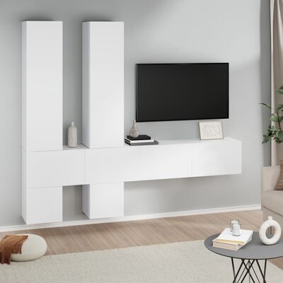 vidaXL fehér falra szerelhető szerelt fa TV-szekrény