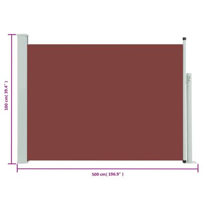 vidaXL barna behúzható oldalsó teraszi napellenző 100 x 500 cm