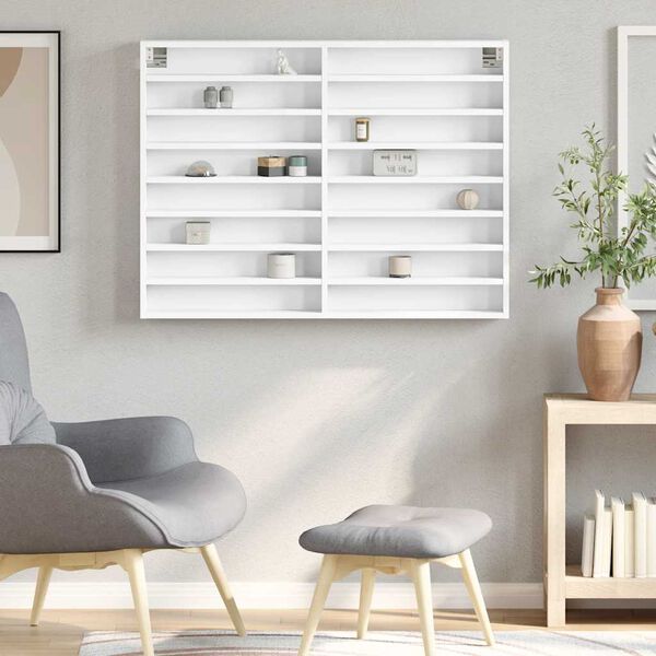 vidaXL feh&eacute;r szerelt fa vitrinszekr&eacute;ny 100 x 8,5 x 75 cm