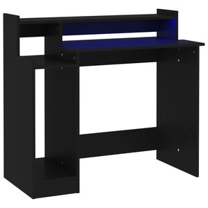 vidaXL fekete szerelt fa &iacute;r&oacute;asztal LED-ekkel 97 x 45 x 90 cm