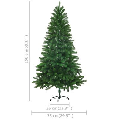 vidaXL zöld megvilágított műkarácsonyfa gömb szettel 150 cm