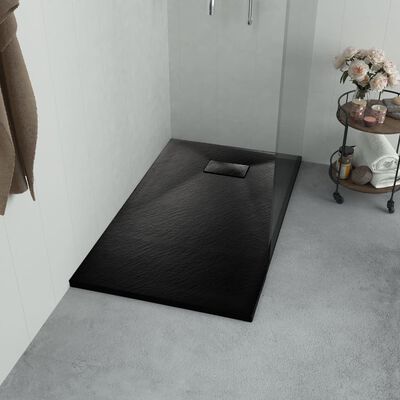vidaXL fekete SMC zuhanytálca 100 x 80 cm