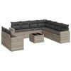 vidaXL 10 r&eacute;szes vil&aacute;gossz&uuml;rke polyrattan kerti &uuml;lőgarnit&uacute;ra p&aacute;rn&aacute;kkal