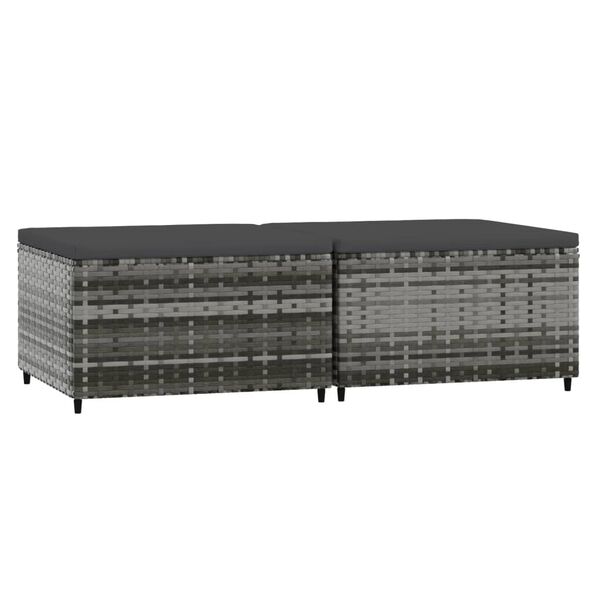 vidaXL 2 db szürke polyrattan kerti lábtartó párnával