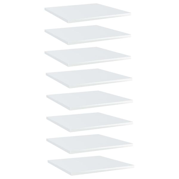 vidaXL 8 db magasf&eacute;nyű feh&eacute;r szerelt fa k&ouml;nyvespolc 40 x 40 x 1,5 cm