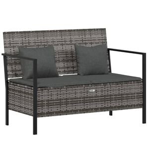 vidaXL 2 szem&eacute;lyes sz&uuml;rke polyrattan kerti kanap&eacute; p&aacute;rn&aacute;val