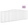 vidaXL 3 db &iacute;ves horganyzott vas gabion kos&aacute;r 400x30x120/140 cm