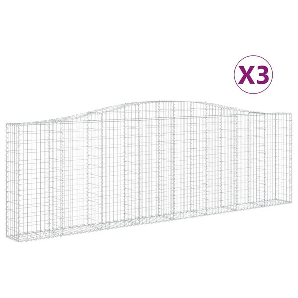 vidaXL 3 db &iacute;ves horganyzott vas gabion kos&aacute;r 400x30x120/140 cm