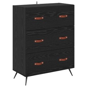 vidaXL Fi&oacute;kos szekr&eacute;ny Fekete T&ouml;lgy 69,5 x 34 x 90 cm M&eacute;rn&ouml;ki fa