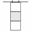 vidaXL fekete edzett &uuml;veg tol&oacute;ajt&oacute; f&eacute;mszerel&eacute;k szettel 76x205 cm