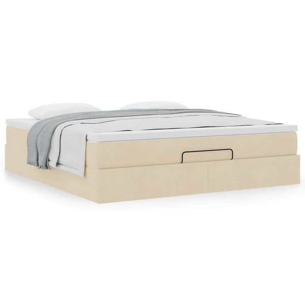 vidaXL oszm&aacute;n &aacute;gykeret matracokkal kr&eacute;m 180x200cm sz&ouml;vet