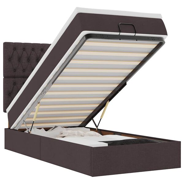 vidaXL Ottom&aacute;n &aacute;gykeret matraccal s&ouml;t&eacute;tbarna 90x190cm sz&ouml;vet