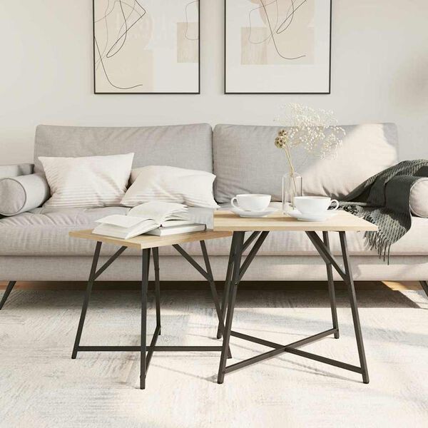 vidaXL Kisasztal k&eacute;szlet 2 pcs Sonoma T&ouml;lgy &eacute;s Fekete