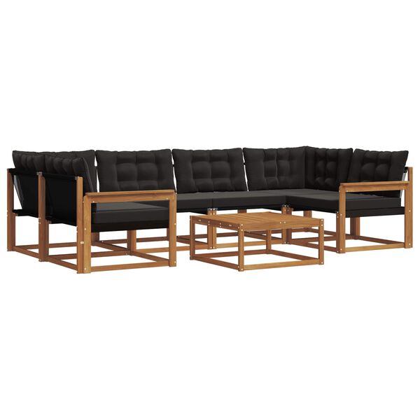 vidaXL K&uuml;lt&eacute;ri kanap&eacute; szett p&aacute;rn&aacute;val 7 pcs Term&eacute;szetes &eacute;s fekete