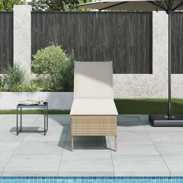 vidaXL bézs polyrattan napozóágy párnával 55x200x44 cm