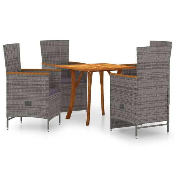 vidaXL 5 r&eacute;szes sz&uuml;rke kerti &eacute;tkezőgarnit&uacute;ra