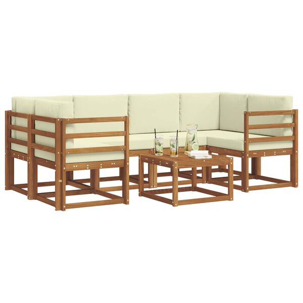 vidaXL K&uuml;lt&eacute;ri kanap&eacute; szett p&aacute;rn&aacute;val 7 pcs Term&eacute;szetes &eacute;s kr&eacute;msz&iacute;nű