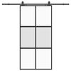 vidaXL fekete edzett &uuml;veg tol&oacute;ajt&oacute; f&eacute;mszerel&eacute;k szettel 102,5x205 cm