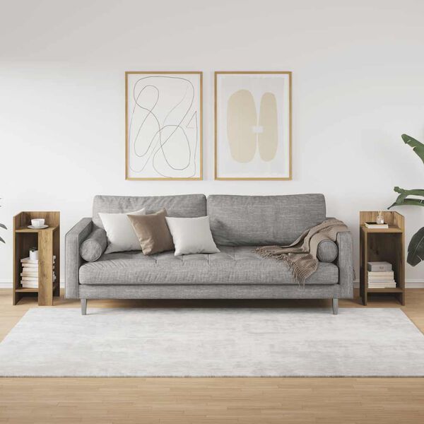 vidaXL 2 db k&eacute;zműves t&ouml;lgysz&iacute;nű kisasztal polccal 25,5 x 27 x 60 cm