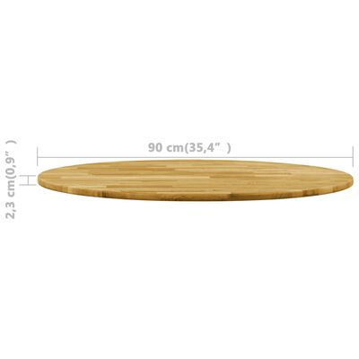 vidaXL kerek tömör tölgyfa asztallap 23 mm 900 mm