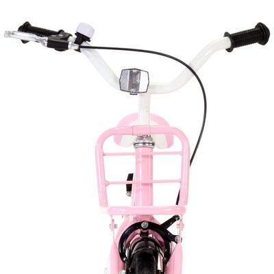 vidaXL rózsaszín és fekete gyerekkerékpár elülső hordozóval 20"